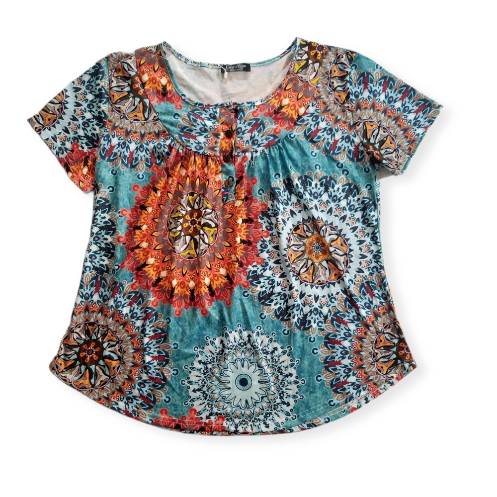 Coeur De Vague Women Multicolor Short Sleeve T-Shirt size XL